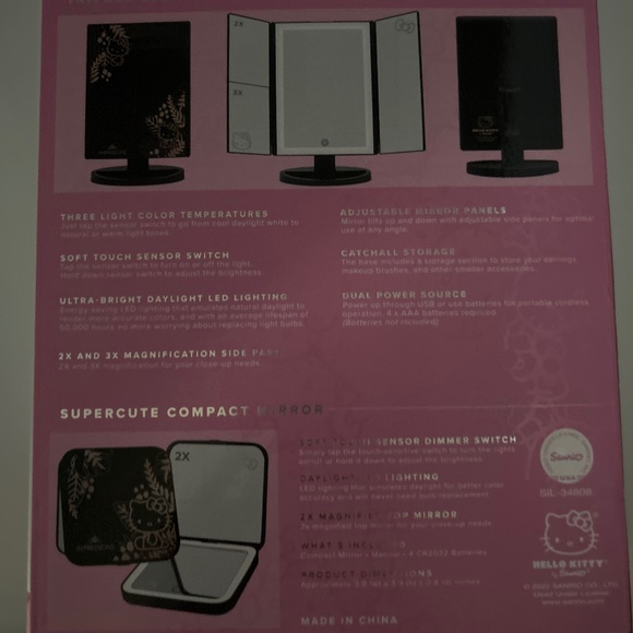 π Impressions Vanity Hello Kitty π Black Trifold Compact Makeup Mirror Set π - Picture 11 of 11